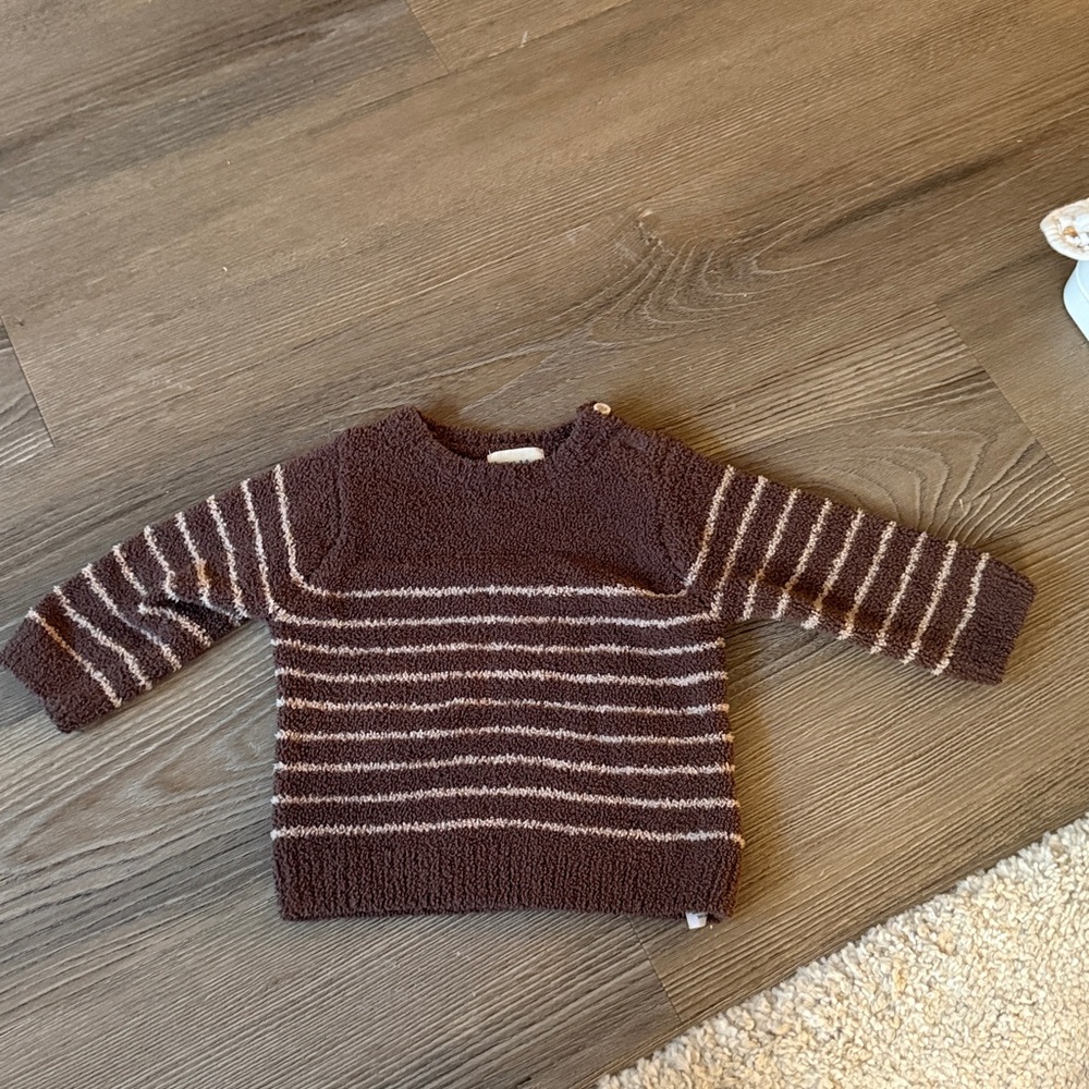 7am enfant fuzzy Long Sleeve sweater in brown stripes